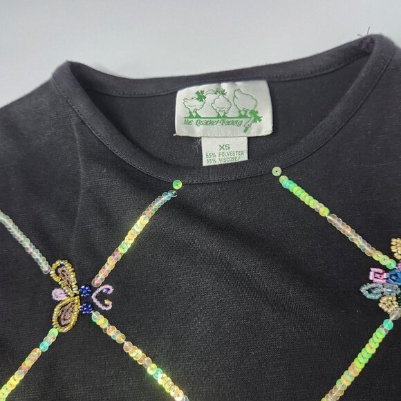 Quacker Factory Women's Size X-Small Sequin Ladybug Insects Top - Picture 6 of 7